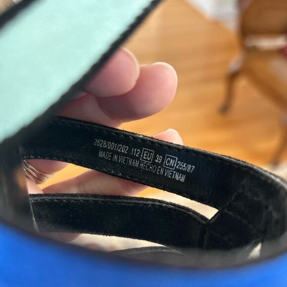 Zara Blue, Black & Green Caged Lace Up Gladiator Heels - Picture 6 of 8